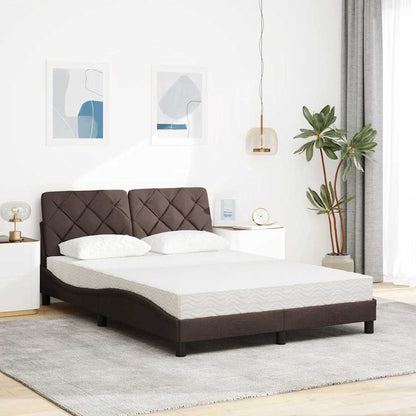 Letto con Materasso Marrone Scuro 140x200cm Tessuto