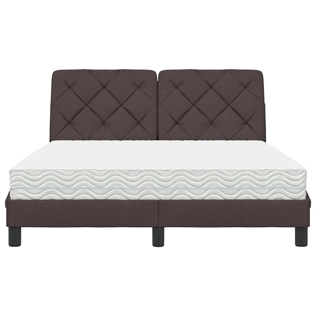 Letto con Materasso Marrone Scuro 140x200cm Tessuto