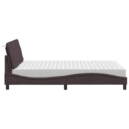 Letto con Materasso Marrone Scuro 140x200cm Tessuto