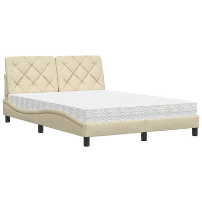 Letto con Materasso Crema 140x200 cm in Tessuto - homemem39