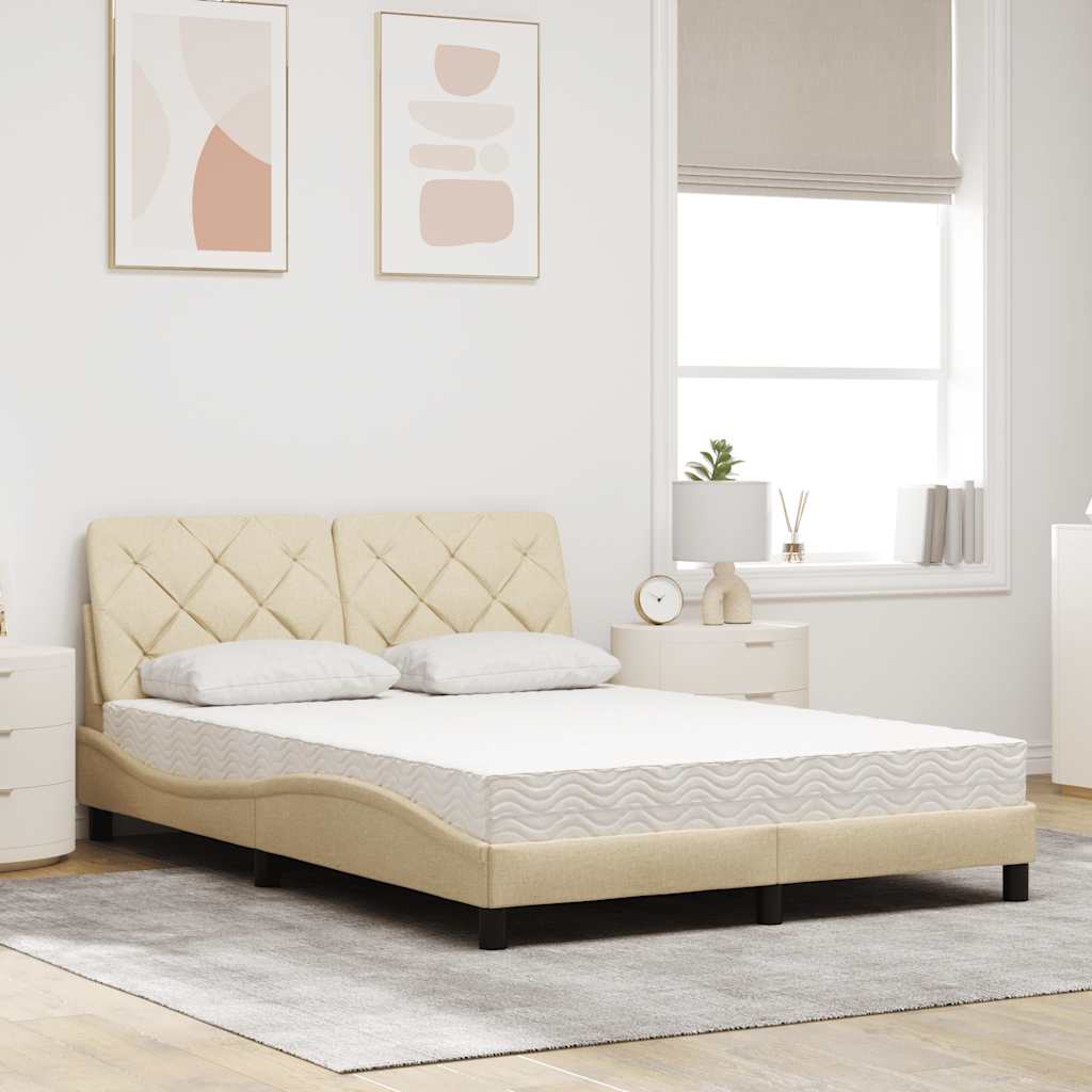 Letto con Materasso Crema 140x200 cm in Tessuto - homemem39
