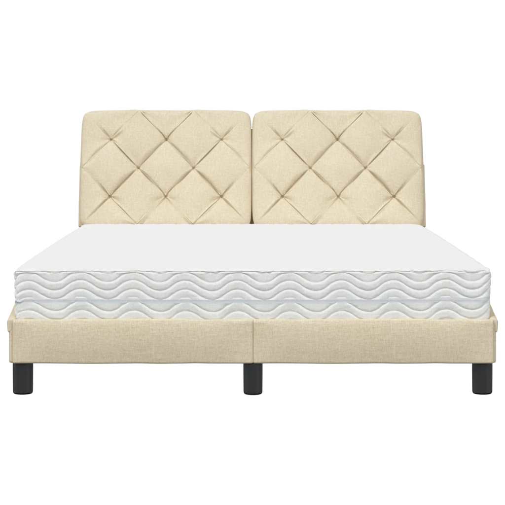 Letto con Materasso Crema 140x200 cm in Tessuto - homemem39