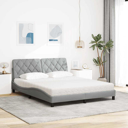Letto con Materasso Grigio Chiaro160x200 cm Tessuto - homemem39