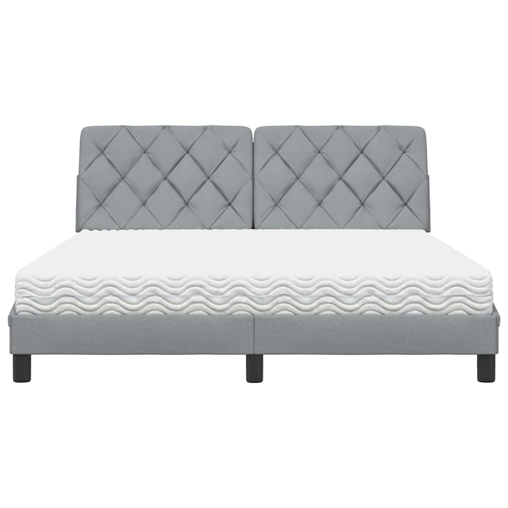 Letto con Materasso Grigio Chiaro160x200 cm Tessuto - homemem39