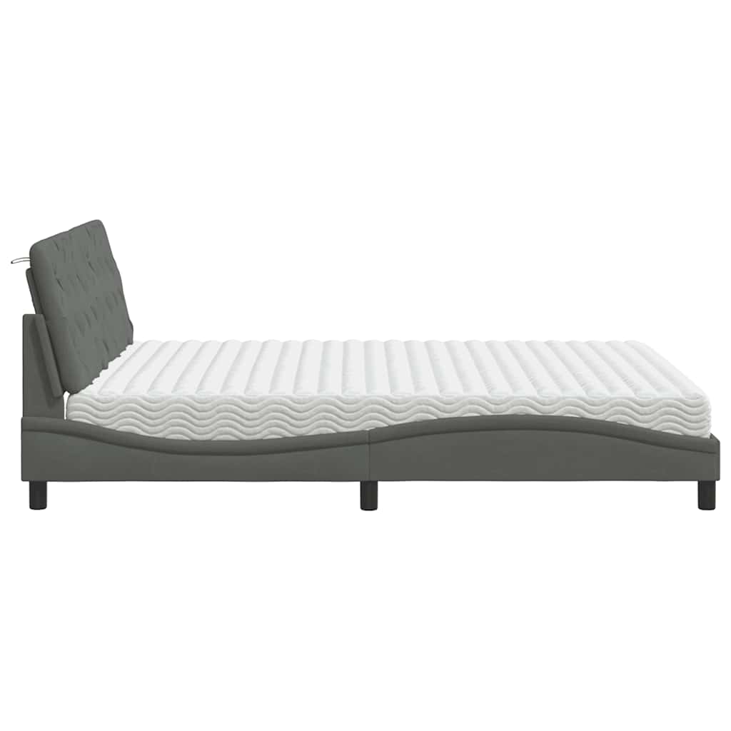 Letto con Materasso Grigio Scuro 160x200 cm Tessuto - homemem39