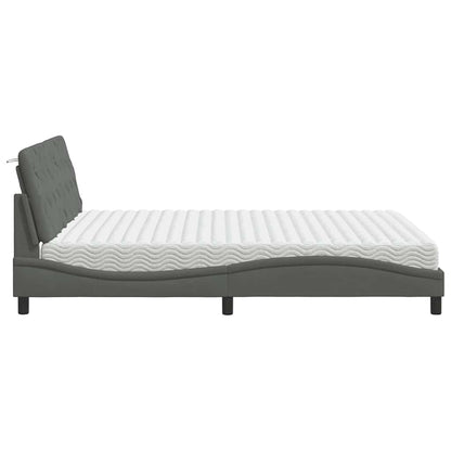 Letto con Materasso Grigio Scuro 160x200 cm Tessuto - homemem39