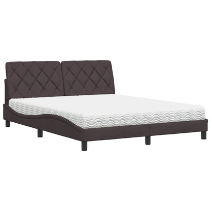 Letto con Materasso Marrone Scuro 160x200cm Tessuto | homemem39