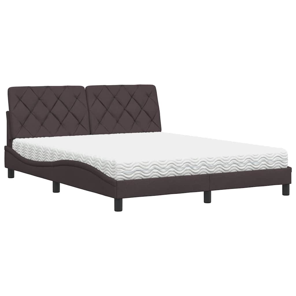 Letto con Materasso Marrone Scuro 160x200cm Tessuto