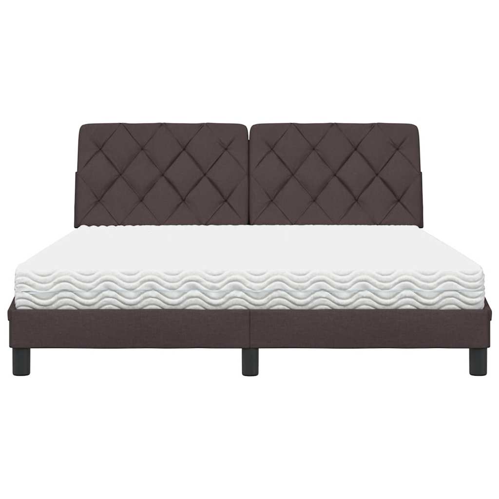 Letto con Materasso Marrone Scuro 160x200cm Tessuto | homemem39