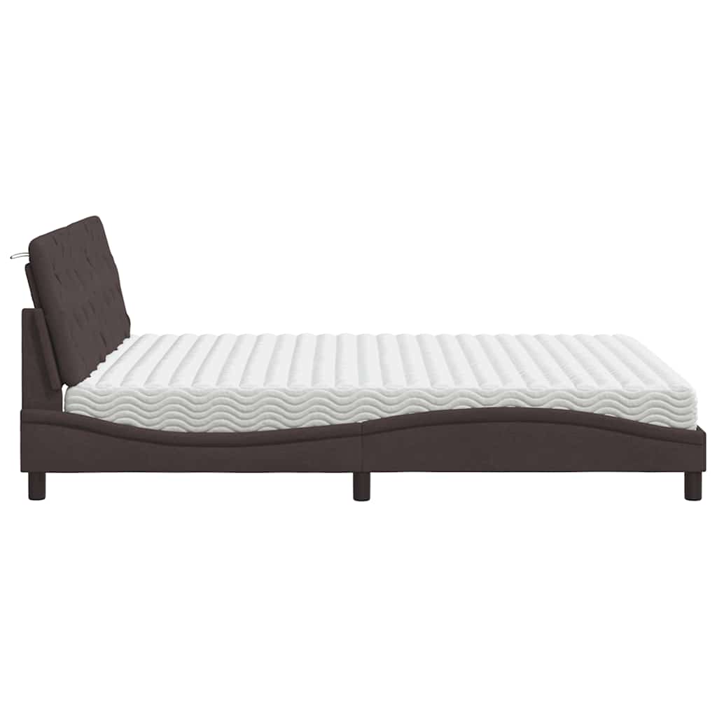 Letto con Materasso Marrone Scuro 160x200cm Tessuto | homemem39