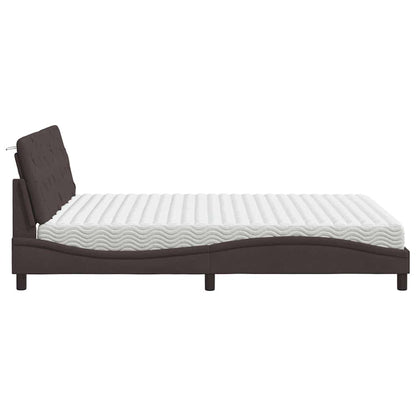 Letto con Materasso Marrone Scuro 160x200cm Tessuto