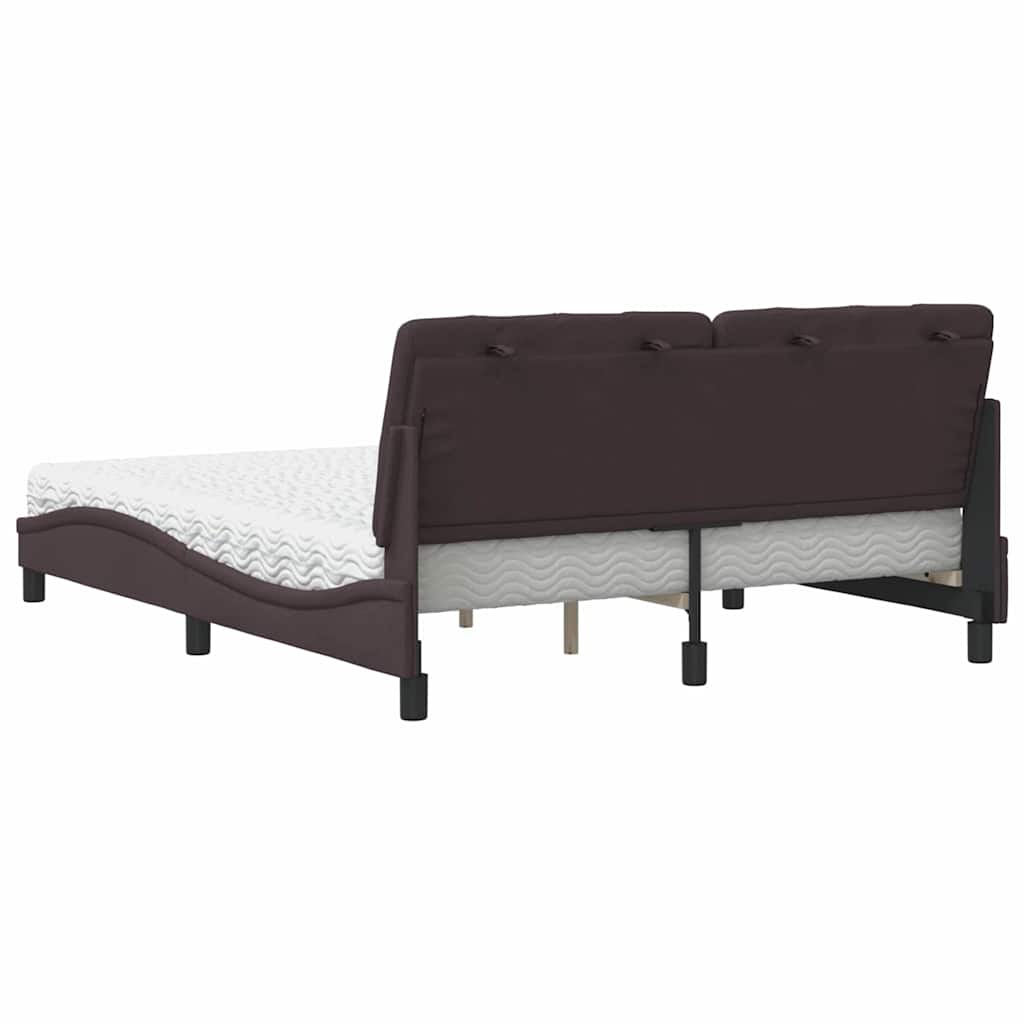 Letto con Materasso Marrone Scuro 160x200cm Tessuto
