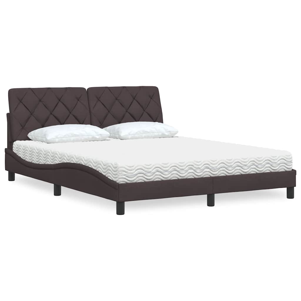 Letto con Materasso Marrone Scuro 160x200cm Tessuto