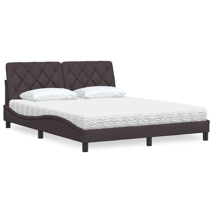 Letto con Materasso Marrone Scuro 160x200cm Tessuto