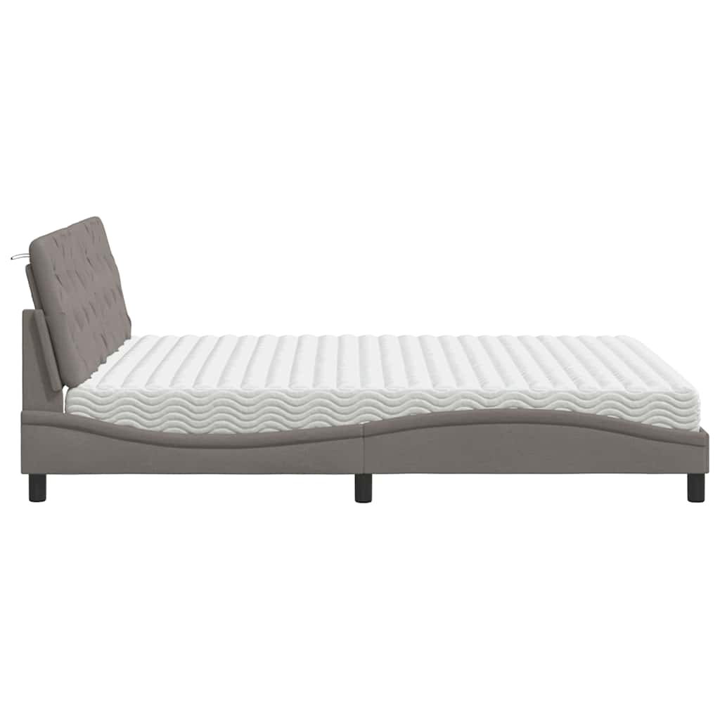 Letto con Materasso Tortora 160x200 cm in Tessuto - homemem39