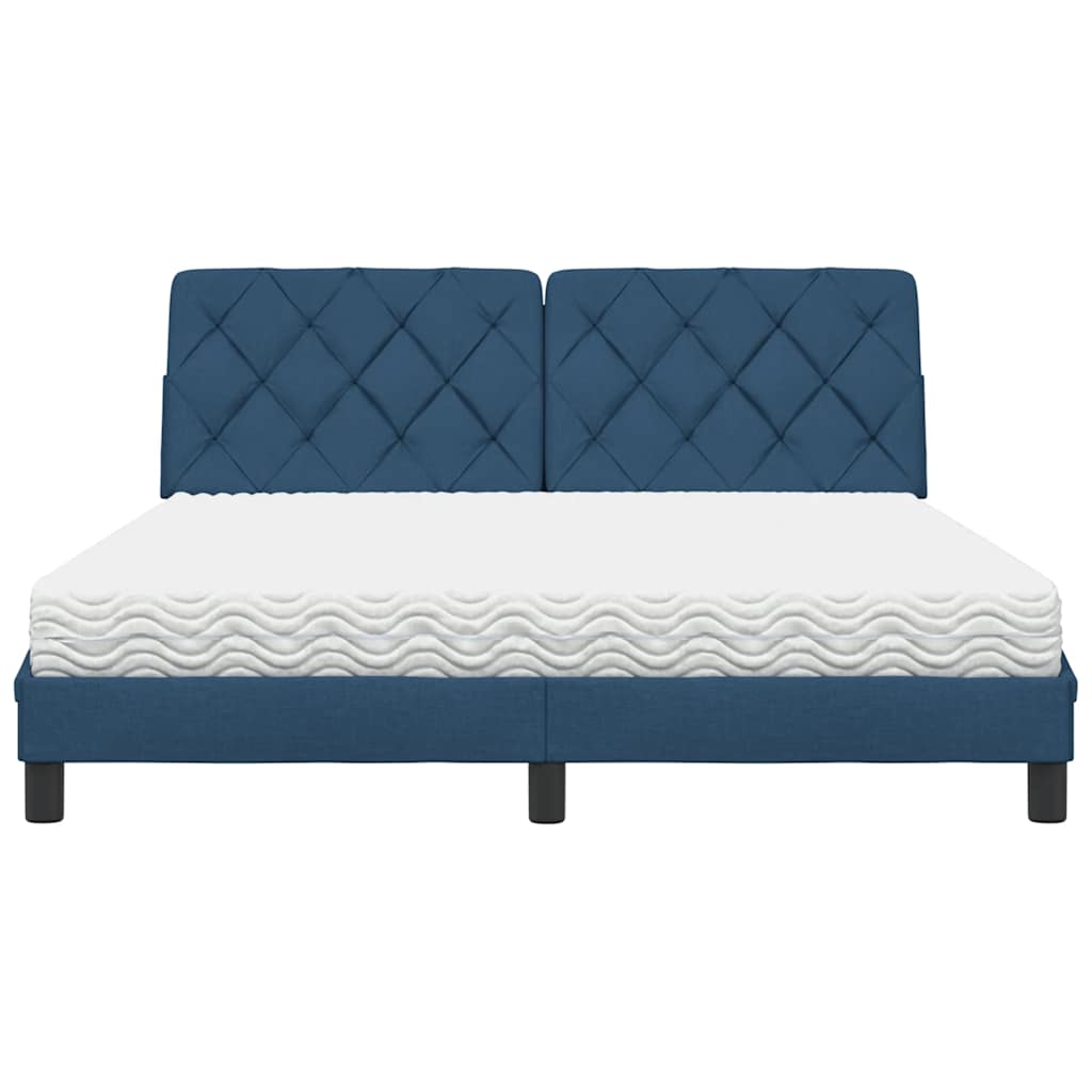 Letto con Materasso Blu 160x200 cm in Tessuto - homemem39