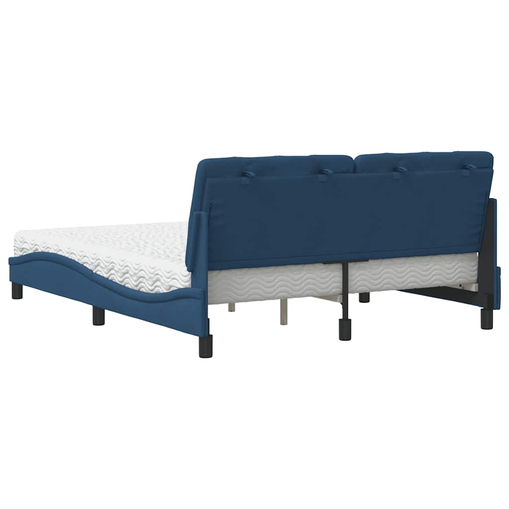 Letto con Materasso Blu 160x200 cm in Tessuto - homemem39