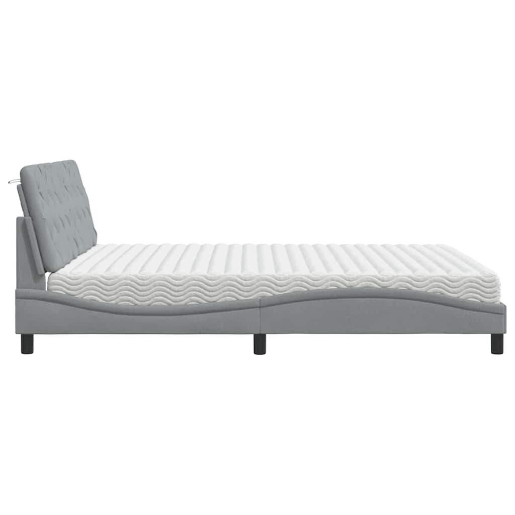 Letto con Materasso Grigio Chiaro180x200 cm Tessuto - homemem39