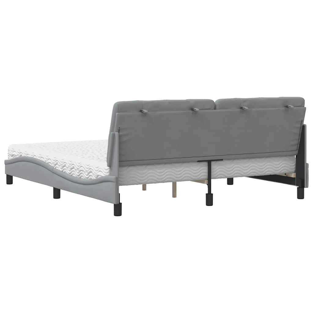 Letto con Materasso Grigio Chiaro180x200 cm Tessuto - homemem39