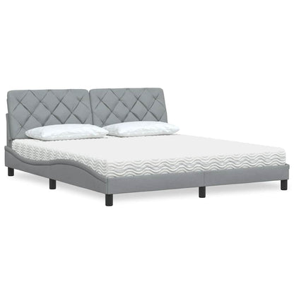 Letto con Materasso Grigio Chiaro180x200 cm Tessuto - homemem39