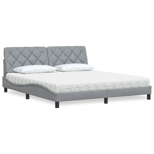 Letto con Materasso Grigio Chiaro180x200 cm Tessuto - homemem39
