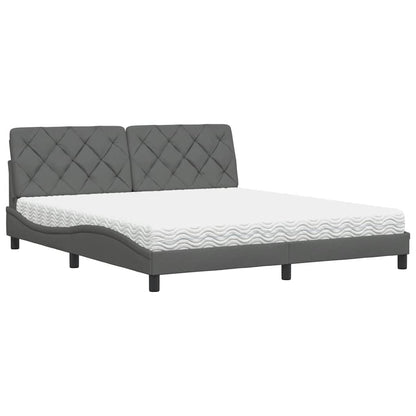 Letto con Materasso Grigio Scuro 180x200 cm Tessuto - homemem39