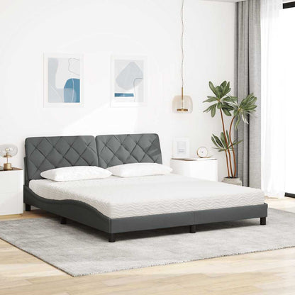 Letto con Materasso Grigio Scuro 180x200 cm Tessuto
