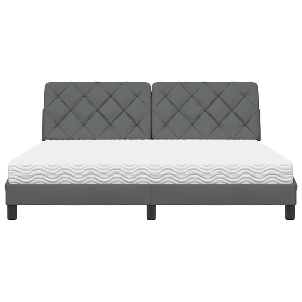 Letto con Materasso Grigio Scuro 180x200 cm Tessuto - homemem39