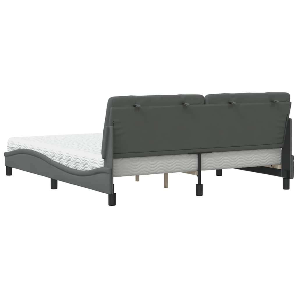 Letto con Materasso Grigio Scuro 180x200 cm Tessuto