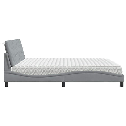 Letto con Materasso Grigio Chiaro 200x200 cm in Tessuto - homemem39