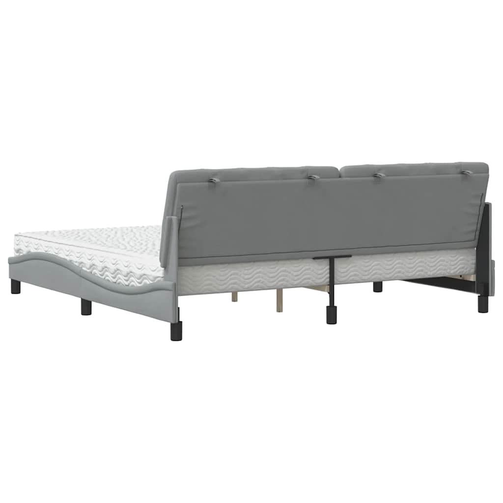 Letto con Materasso Grigio Chiaro 200x200 cm in Tessuto - homemem39
