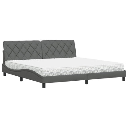 Letto con Materasso Grigio Scuro 200x200 cm in Tessuto - homemem39