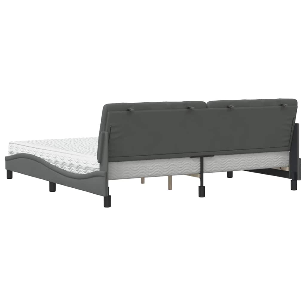 Letto con Materasso Grigio Scuro 200x200 cm in Tessuto - homemem39