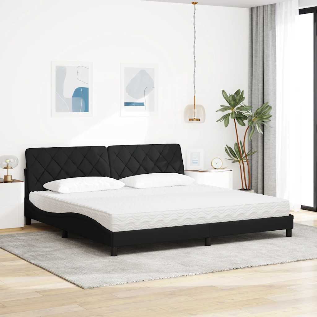 Letto con Materasso Nero 200x200 cm in Tessuto - homemem39