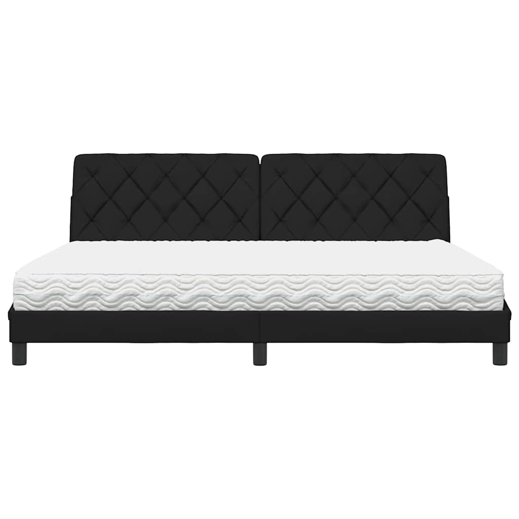 Letto con Materasso Nero 200x200 cm in Tessuto - homemem39