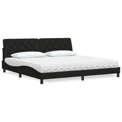 Letto con Materasso Nero 200x200 cm in Tessuto - homemem39