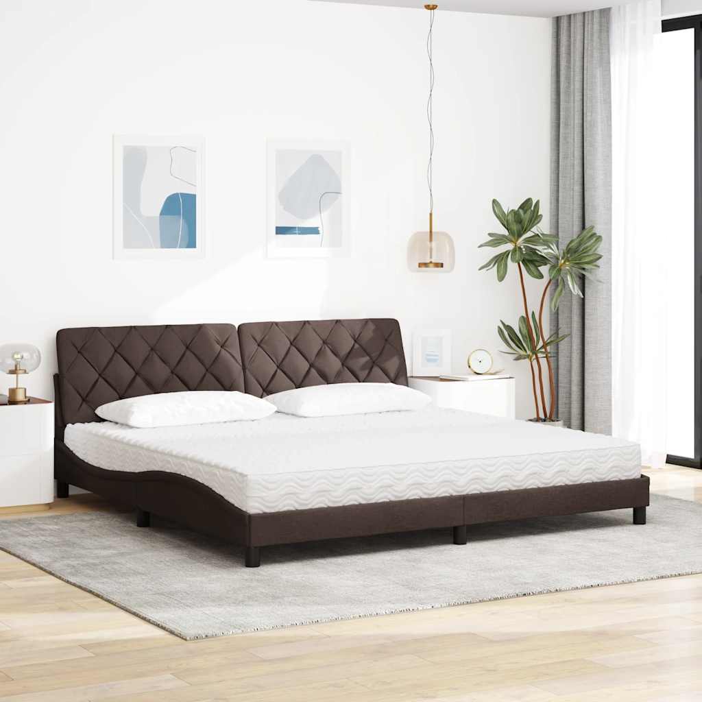 Letto con Materasso Marrone Scuro 200x200 cm in Tessuto - homemem39