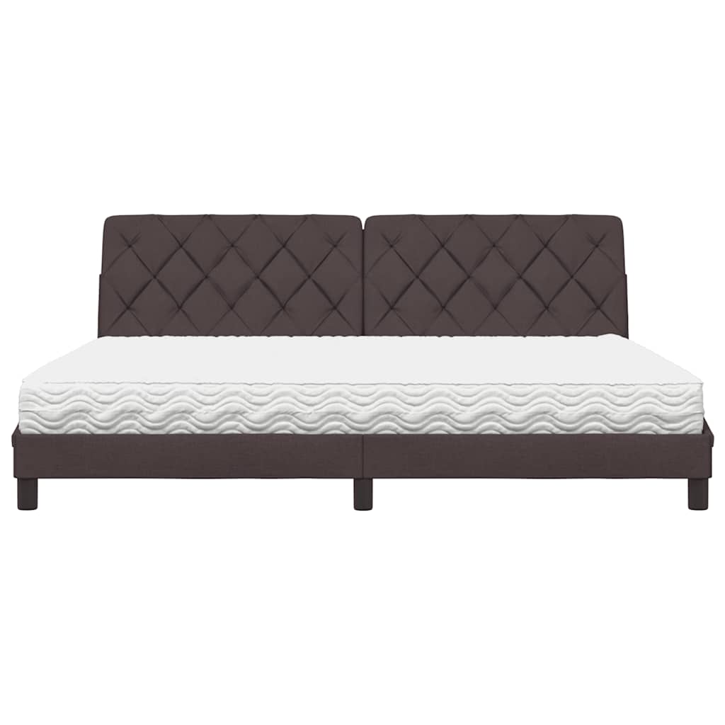 Letto con Materasso Marrone Scuro 200x200 cm in Tessuto - homemem39