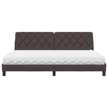 Letto con Materasso Marrone Scuro 200x200 cm in Tessuto - homemem39