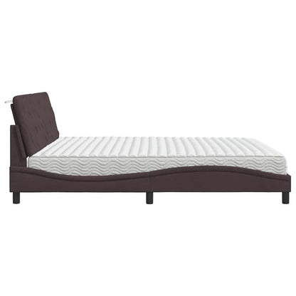 Letto con Materasso Marrone Scuro 200x200 cm in Tessuto - homemem39