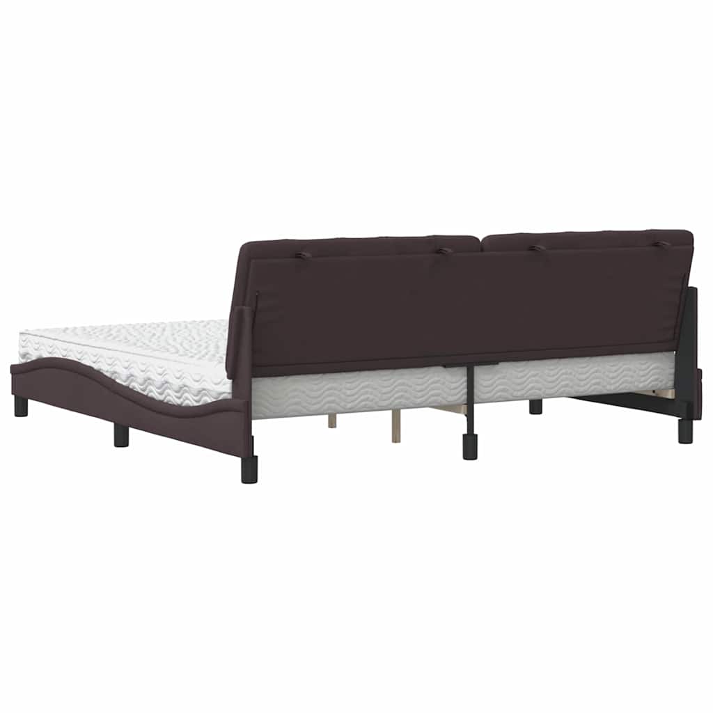 Letto con Materasso Marrone Scuro 200x200 cm in Tessuto - homemem39