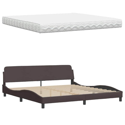 Letto con Materasso Marrone Scuro 200x200 cm in Tessuto - homemem39