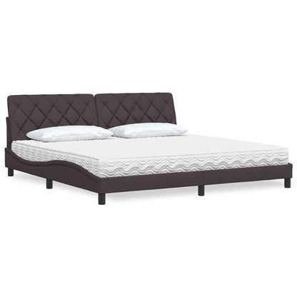 Letto con Materasso Marrone Scuro 200x200 cm in Tessuto - homemem39