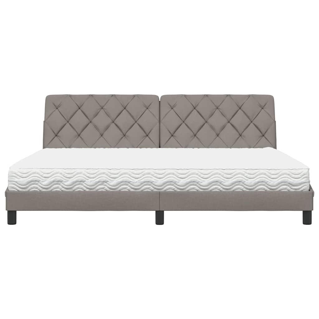 Letto con Materasso Tortora 200x200 cm in Tessuto - homemem39
