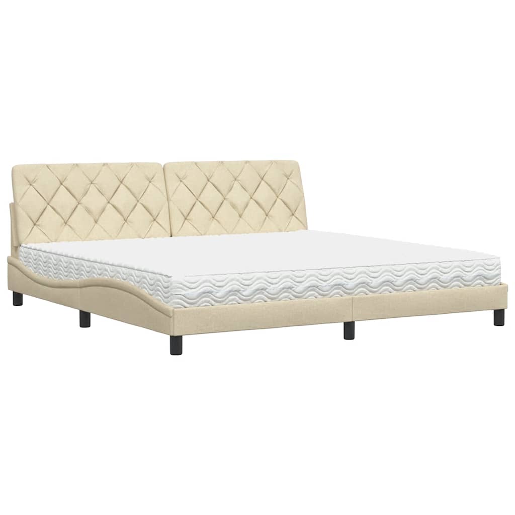 Letto con Materasso Crema 200x200 cm in Tessuto - homemem39