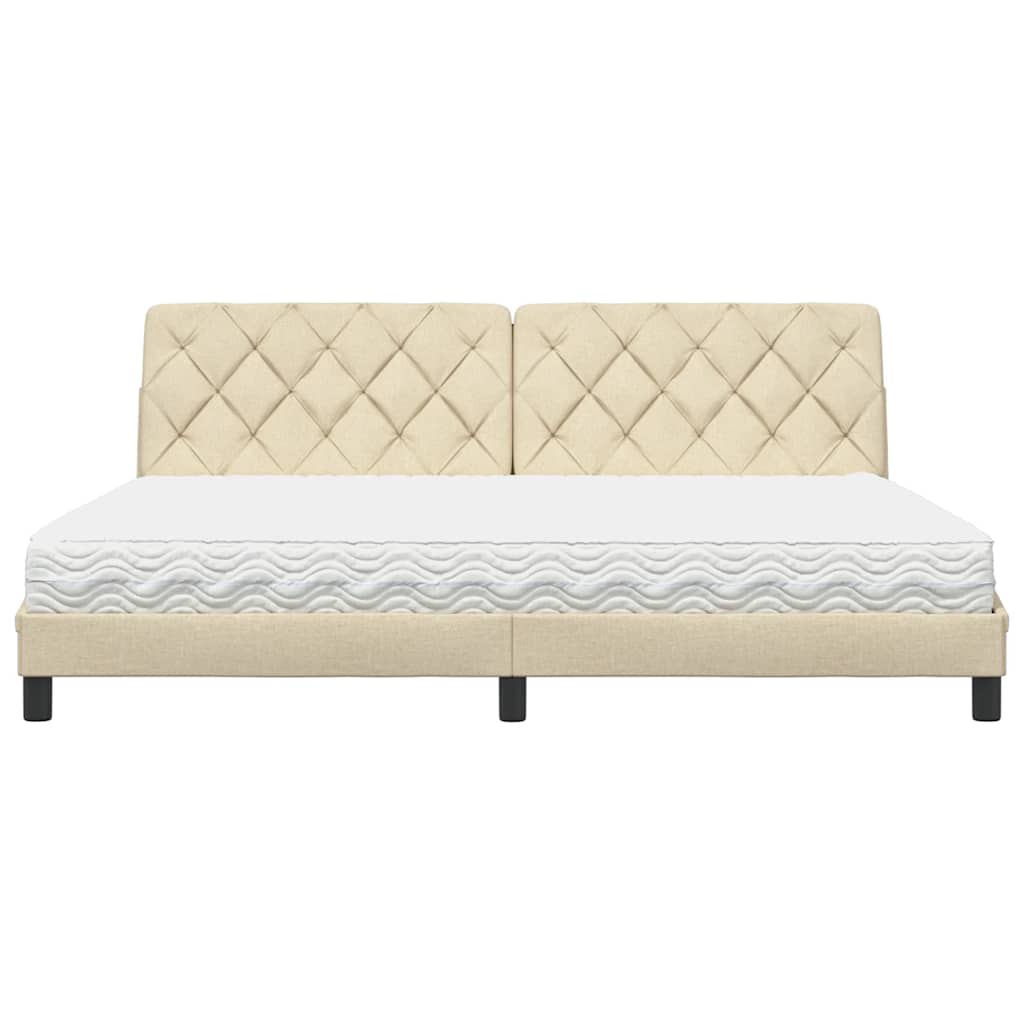 Letto con Materasso Crema 200x200 cm in Tessuto - homemem39