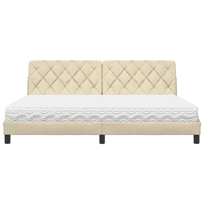 Letto con Materasso Crema 200x200 cm in Tessuto - homemem39
