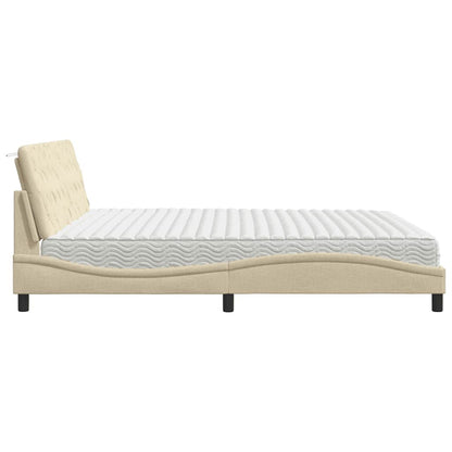 Letto con Materasso Crema 200x200 cm in Tessuto - homemem39