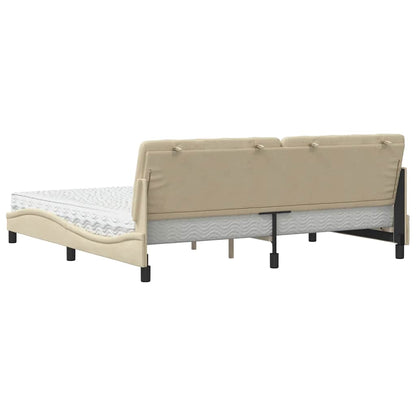 Letto con Materasso Crema 200x200 cm in Tessuto - homemem39