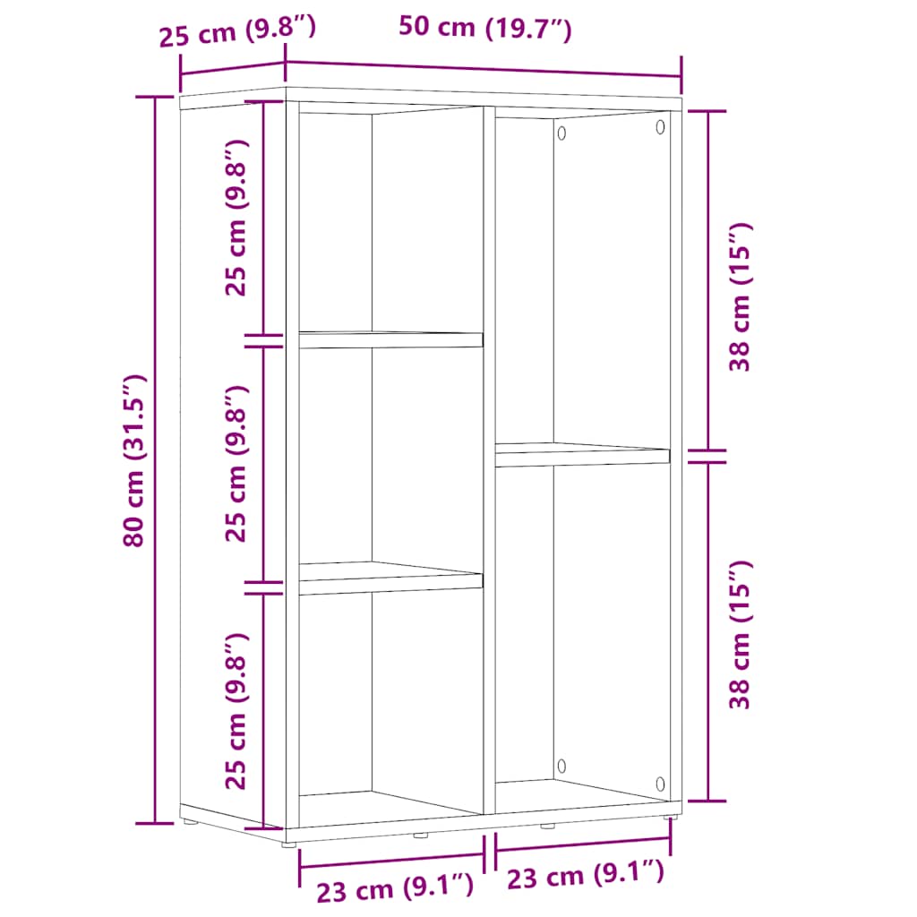 Libreria Legno Antico 50x25x80 cm in Legno Multistrato | homemem39
